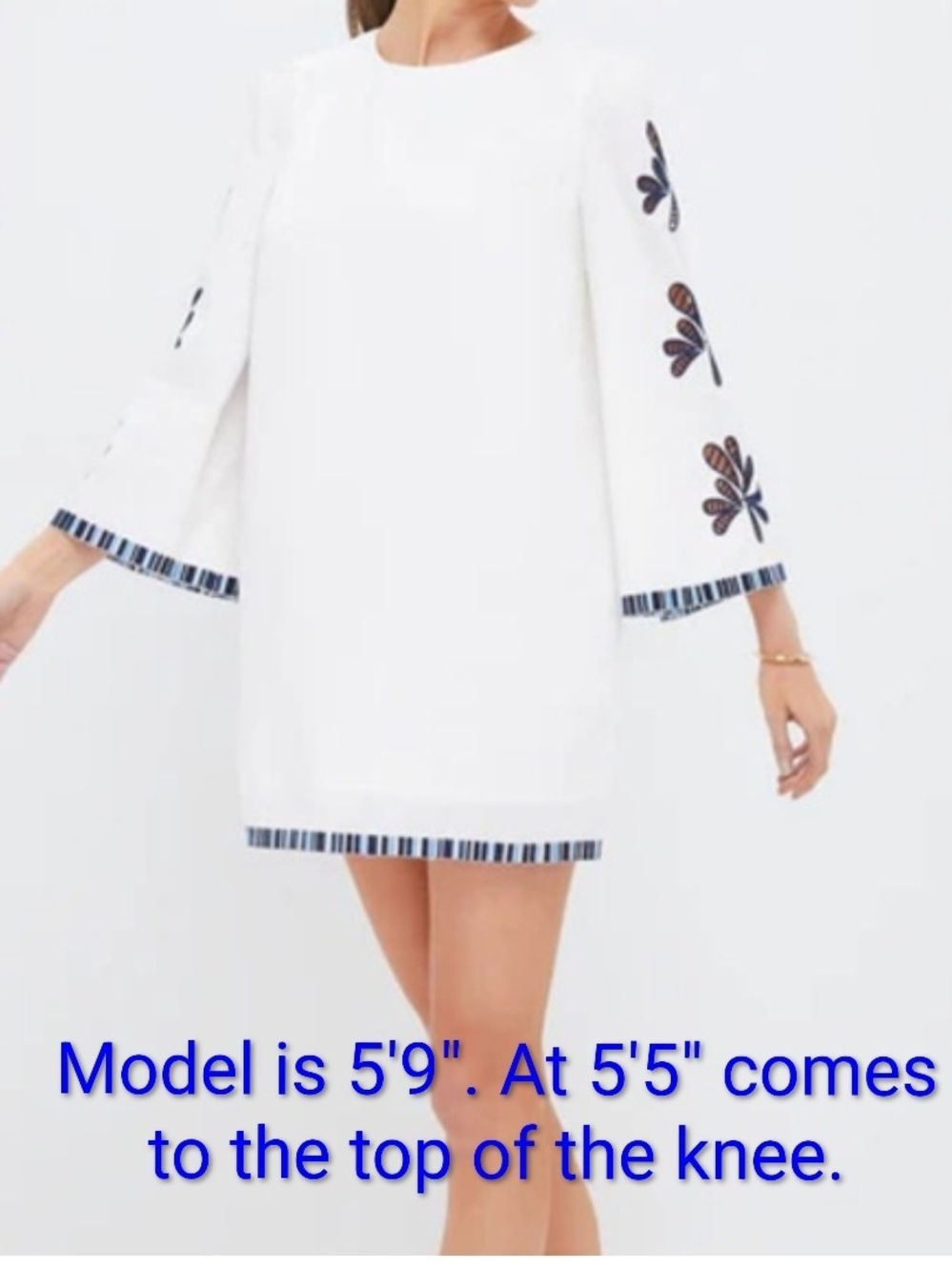 Tuckernuck Hyacinth House White Embroidered Bell-Sleeve Shift Dress Fits Like 16